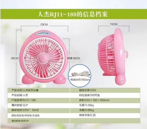 全新未拆封人杰品牌台式家用电扇出售，静音迷...