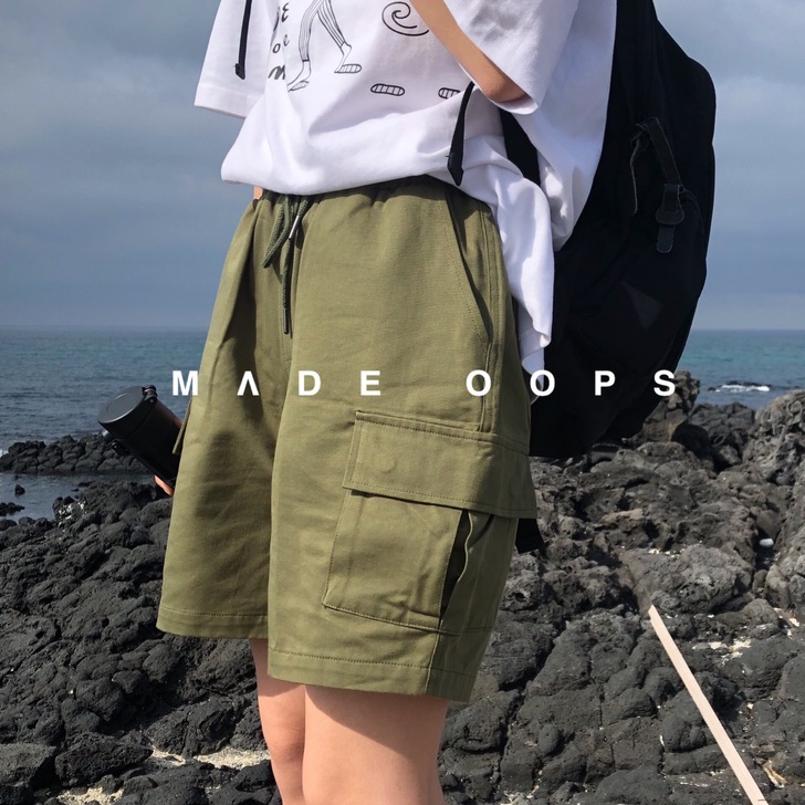 oops market自制夏日遛弯裤军绿工装