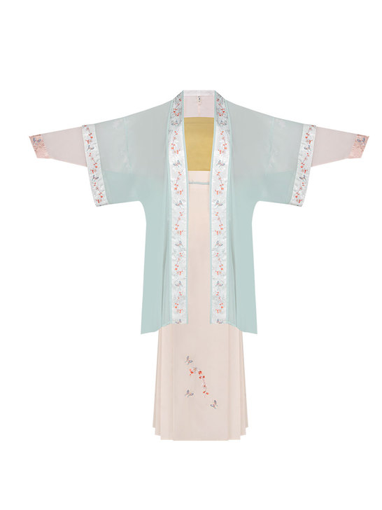 池夏:袅袅 宋制三件套飞机袖褙子百迭裙全套...