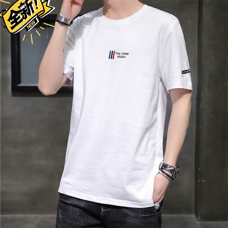 短袖t恤男100%纯棉圆领2021新款夏季...