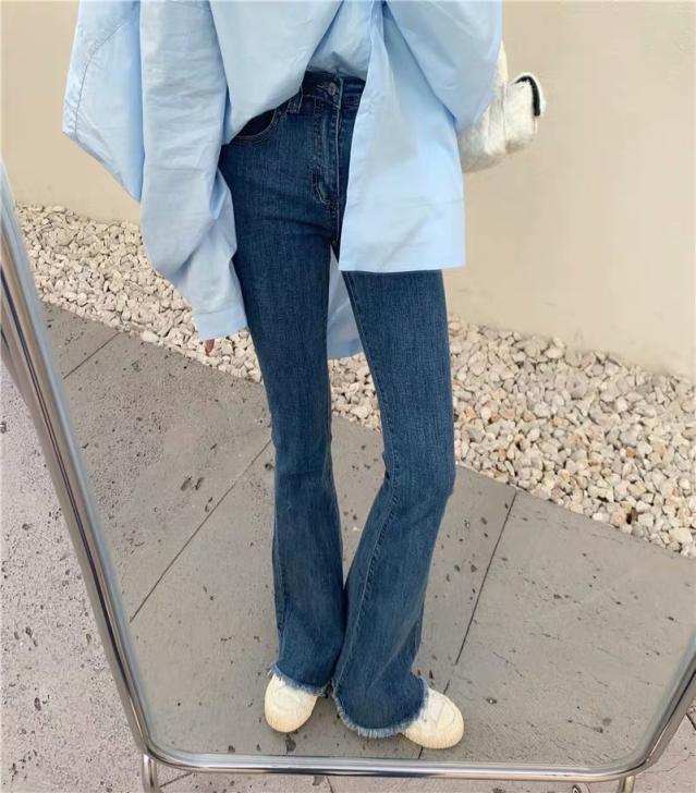 阔腿喇叭长裤高腰显瘦修身垂感拖地裤子