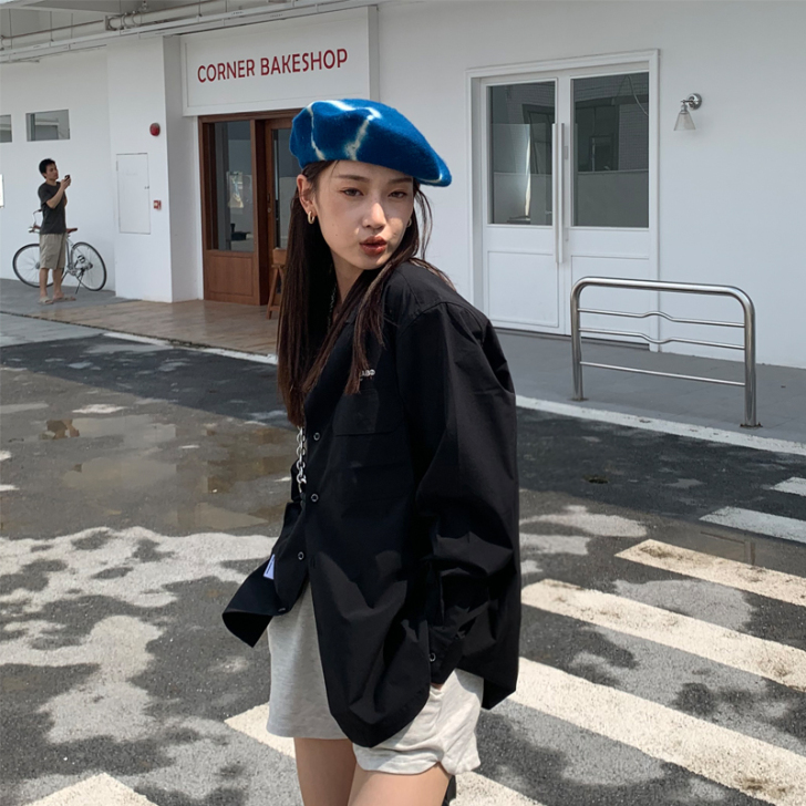 chao时髦扎染羊毛贝雷帽男女文艺复古画家...