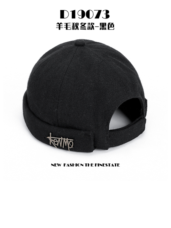 无檐瓜皮帽男士潮牌日系嘻哈雅痞帽女复古流氓...