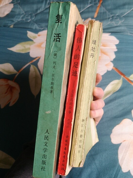 复活 绿牡丹 伟人的足迹 三本书 残破。