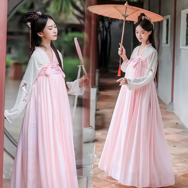 汉服女春夏齐胸襦裙对襟两片式刺绣超仙