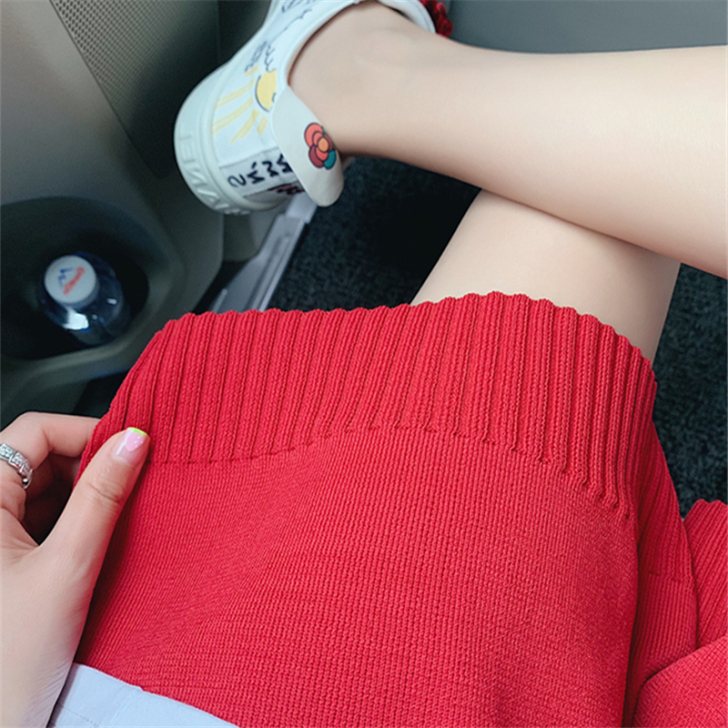 SASA小姐同款 高腰薄款针织短裤女201...