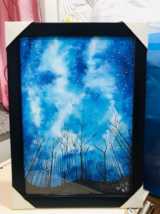 水彩星空绘画作品