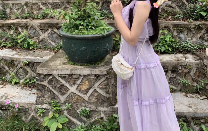 jiemei梅子熟了官方正版吊带裙,鎏金紫...