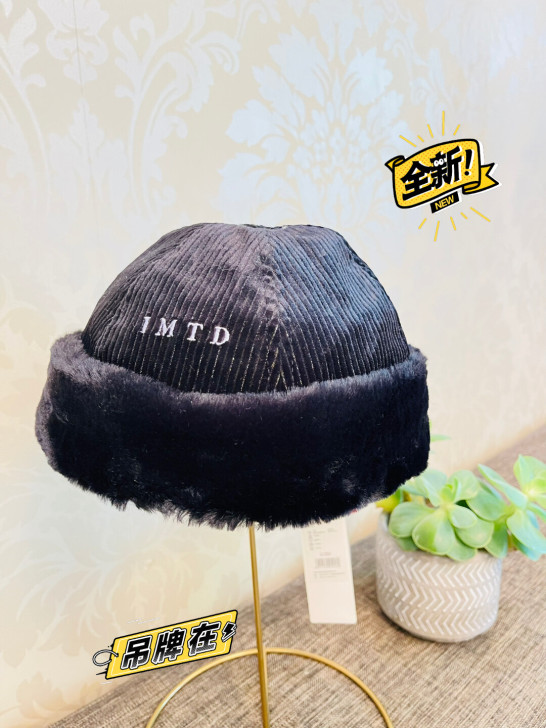 IMTD 特工系列 黑色简约灯芯绒瓜皮帽地...