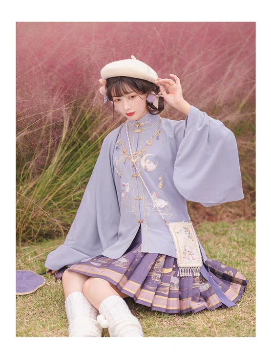 池夏 花与酒:兔兔星 明制立领对襟补服百迭...