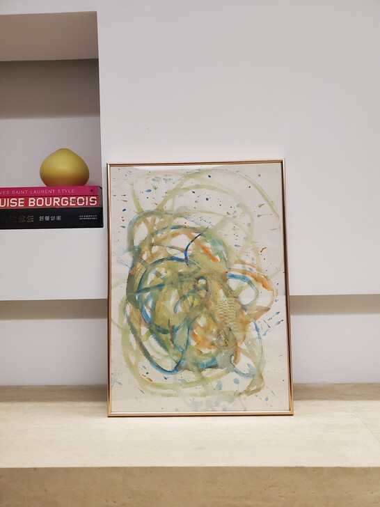 现代抽象简约水彩画艺术作品《际之二》客厅玄...