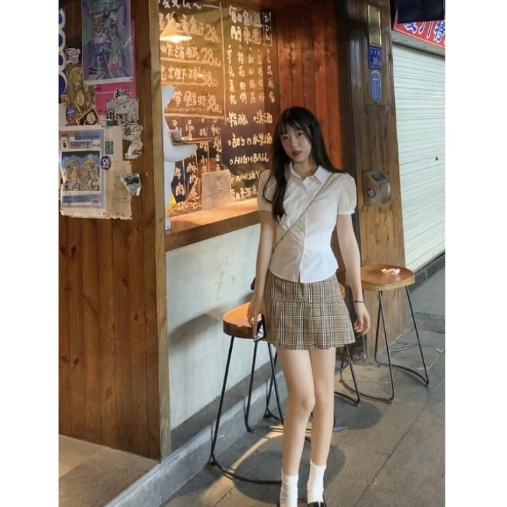 夏2021年新款设计感小众polo领白色衬...