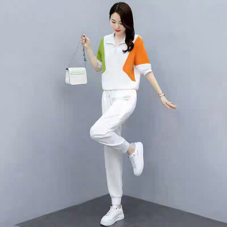 店铺倒闭夏季女士运动套装裤子洋气减龄短袖休...