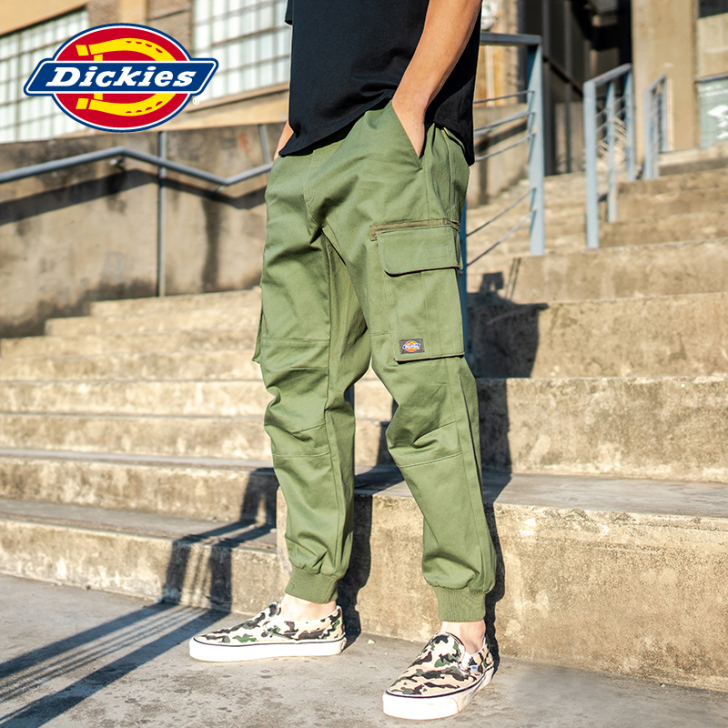 Dickies 军绿色 大口袋工装慢跑裤休...