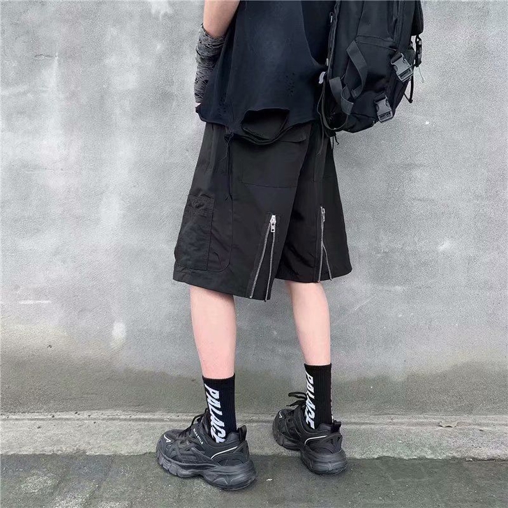 高街暗黑系工装短裤男夏季五分裤薄款运动裤设...