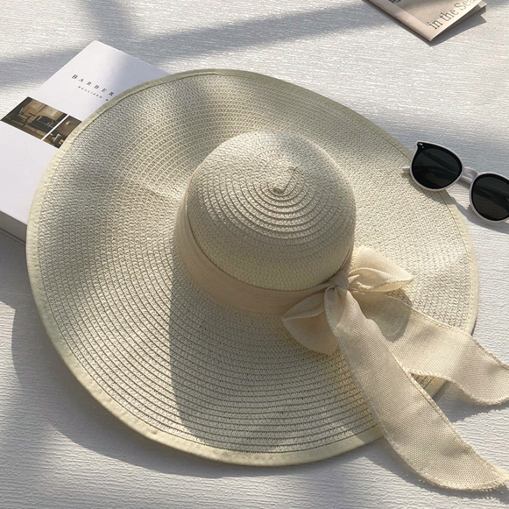 沙滩草帽子女夏天海边出游大帽檐防晒遮阳度假...