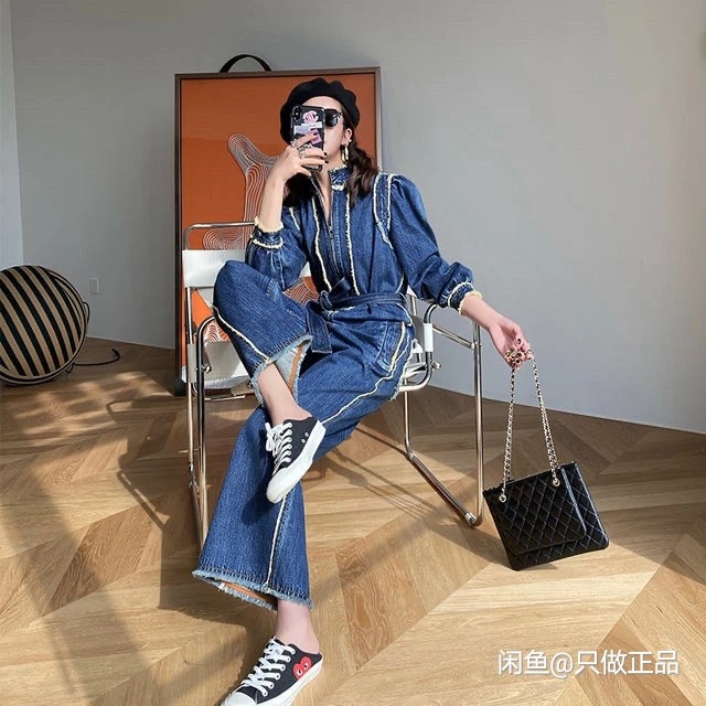 小景家 剪标 牛仔连体裤 M码