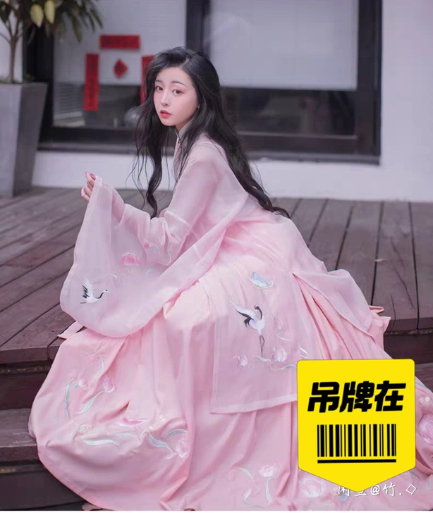 芊蓉【鹤曦】汉服女原创绣花明制对襟立领长衫...