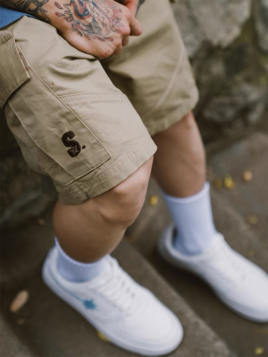 STA2021夏季内腰迷彩卡其色工装短裤宽...