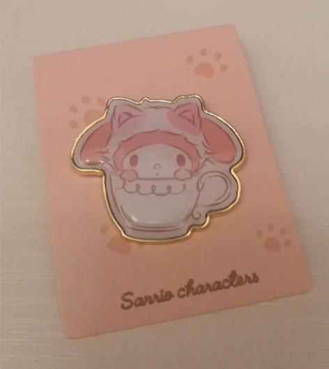 三丽鸥猫咪徽章盲盒隐藏款：美乐蒂 无盒 只...