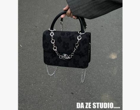 包包女新款潮斜挎百搭ins小众高级感质感黑...