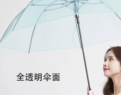 学生透明雨伞网红手动八骨长柄伞防风加固加长...