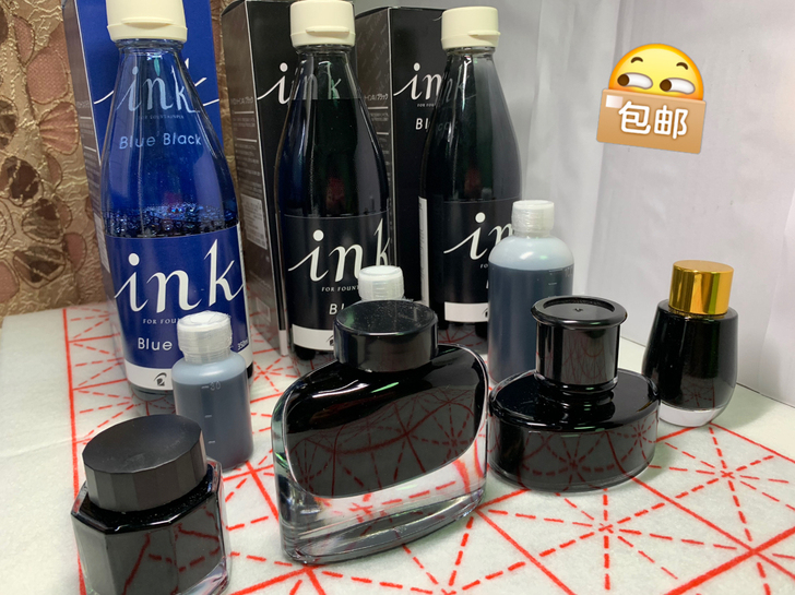 百乐ink墨水分装，有黑色以及蓝黑色。以下...