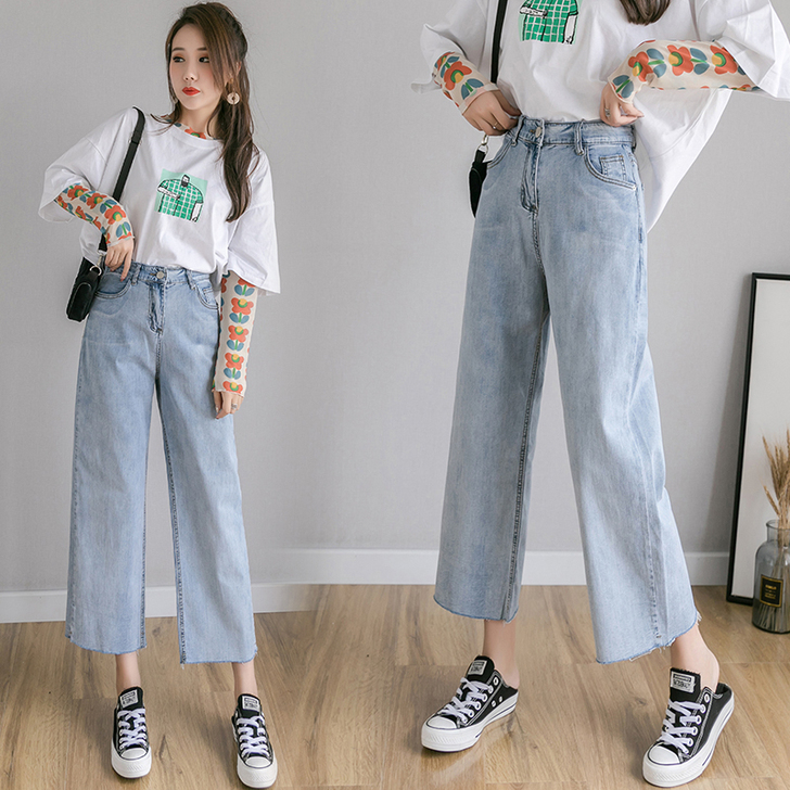 高腰牛仔裤女夏季薄款2021年新款直筒宽松...