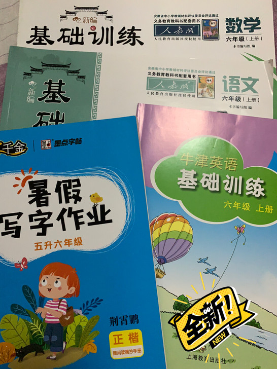 六年级上册语文数学英语基础训练一套全新