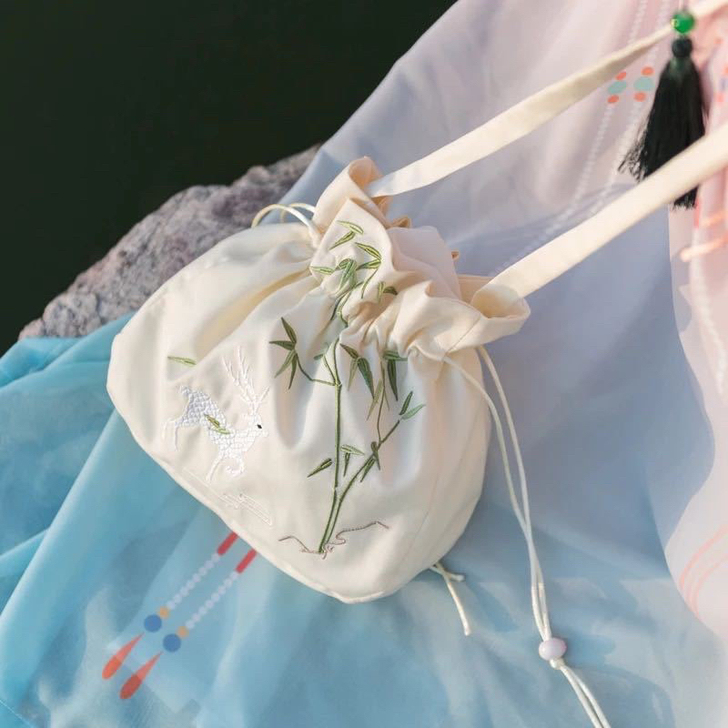 中国风古风日常汉服配饰包袋手工蕾丝绣花布艺...