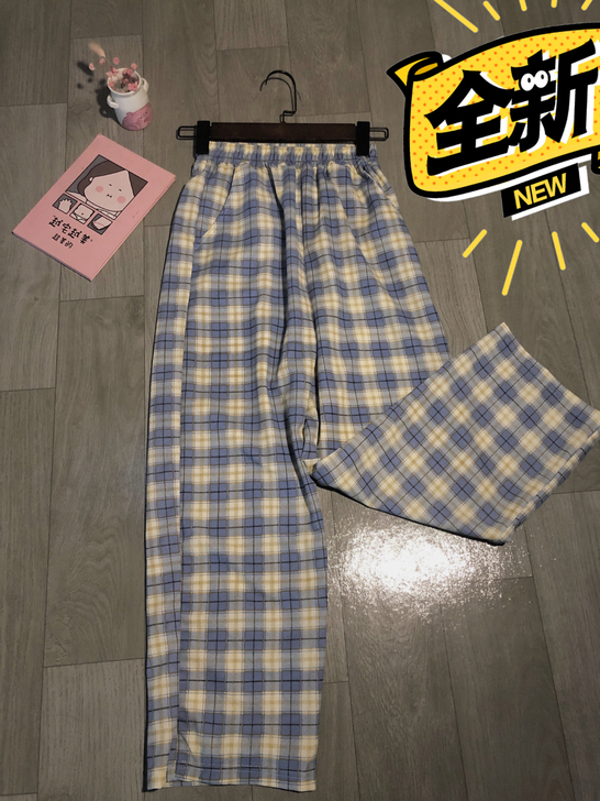 #节后鱼生#格子休闲阔腿裤学院风/实体店不...