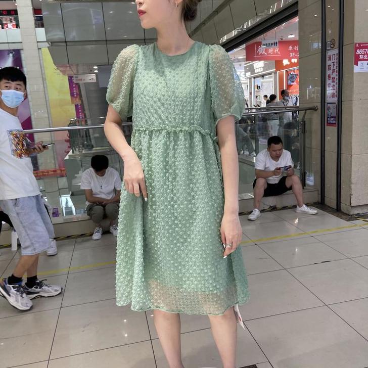 时尚欧洲站森系连衣裙女小个子2021夏季时...