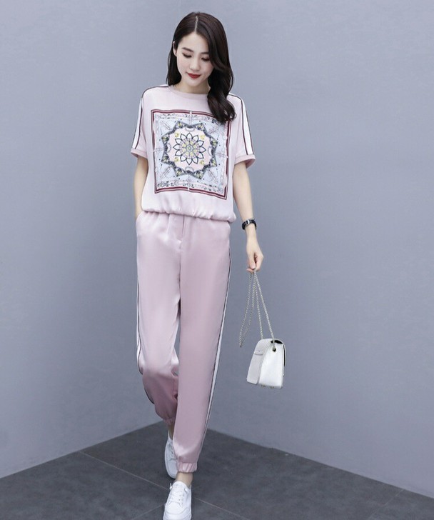 运动时尚套装女夏季气质女神范洋气减龄裤子两...