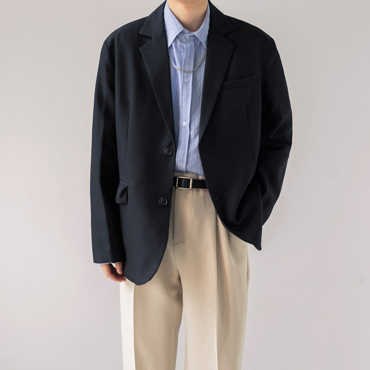 MG/韩版oversize两粒扣西装外套男...