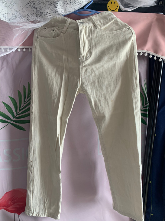 出米白色牛仔裤s码