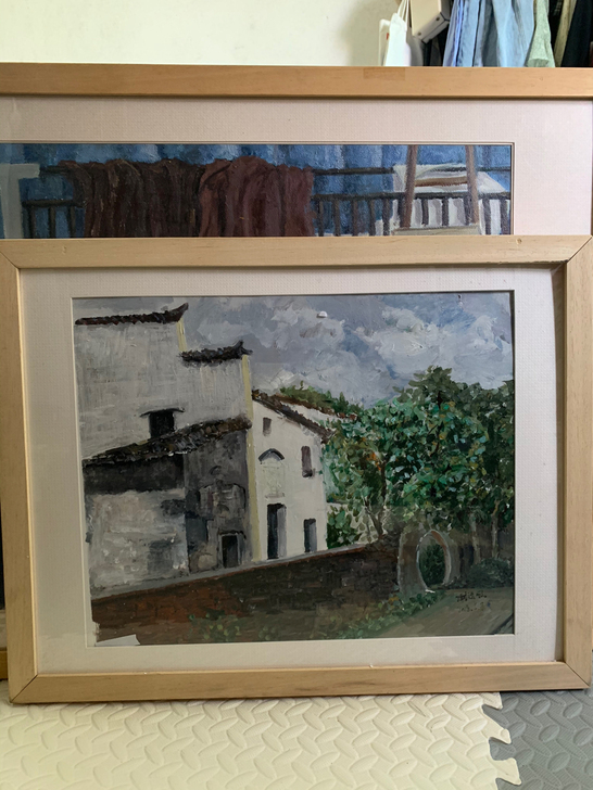 水彩作品，裱框一起
