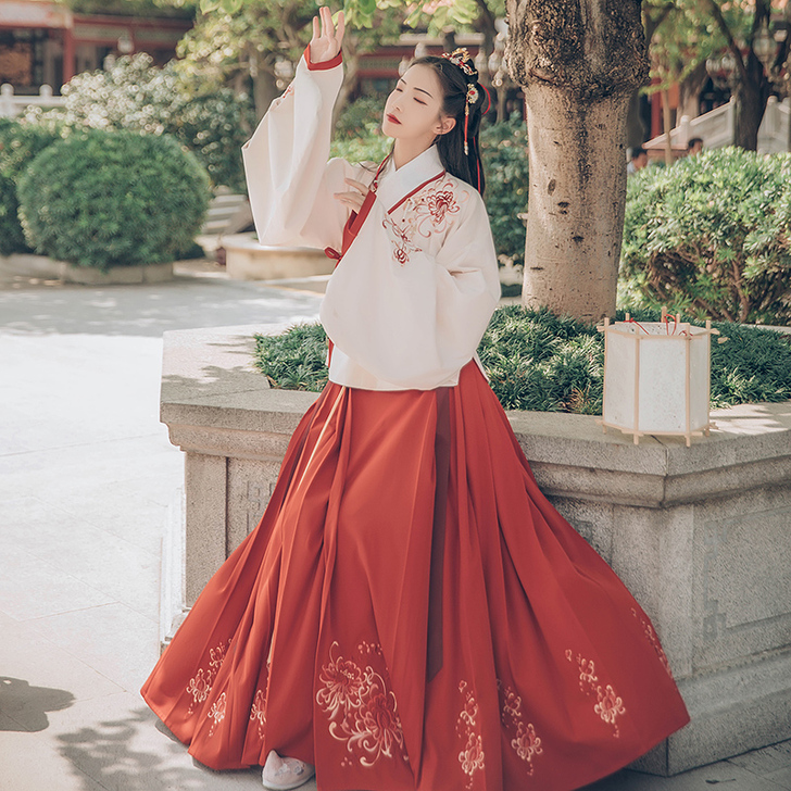 汉尚华莲传统汉服女装芙蓉月刺绣袄裙春秋##...