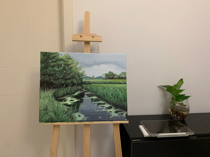 油画,练习作品,夏季河畔40*50,建议同...