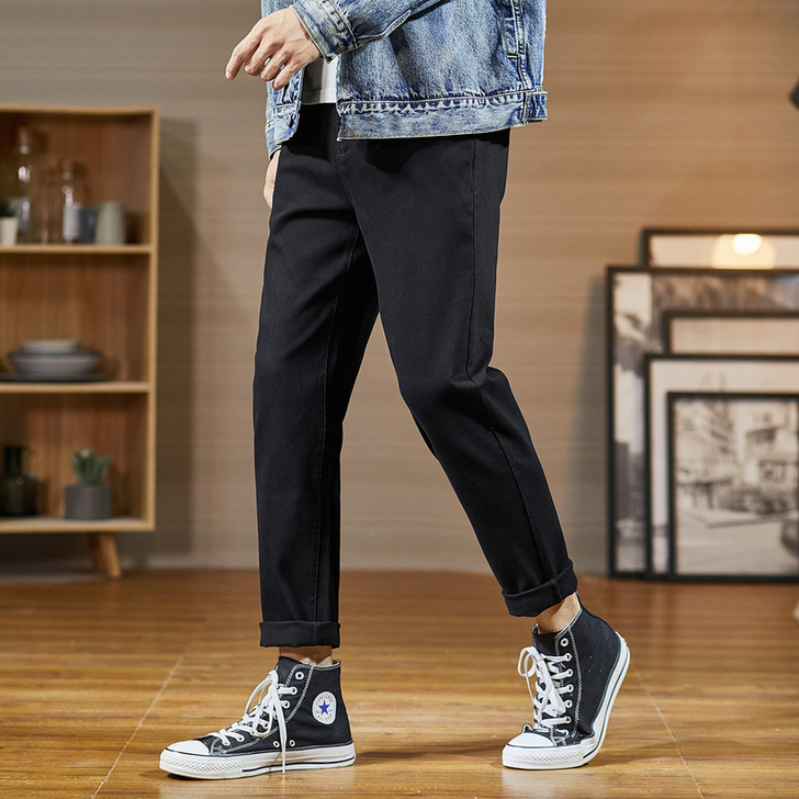 唐狮裤子男士春秋季宽松休闲长裤男韩版潮流西...