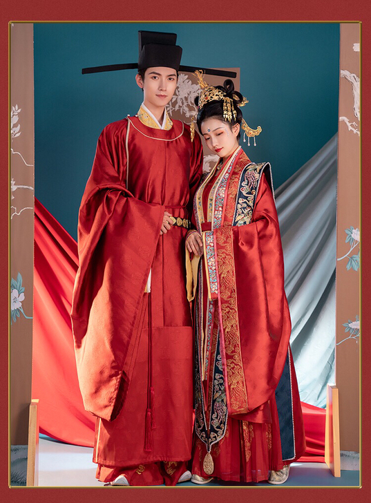 重回汉唐宋制子衿子佩汉服婚服出租 男女一套...