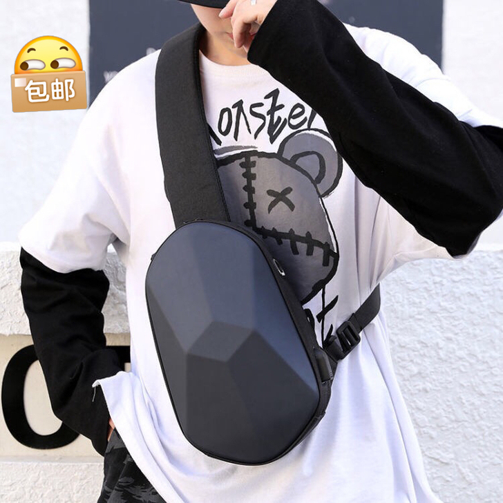 硬壳胸包男女斜挎包单肩包几何形背包骑行包充...
