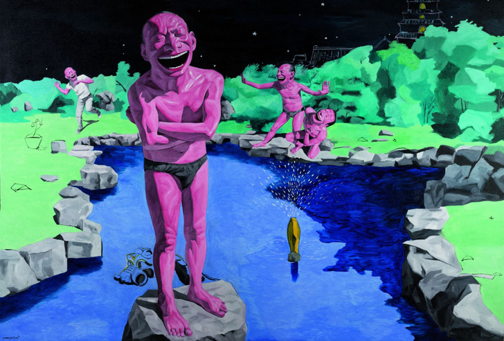 岳敏君系列作品  微喷油画 材质：防水油画...