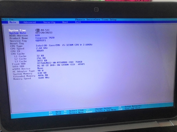 戴尔Dell灵越7420，8g内存，进入系...