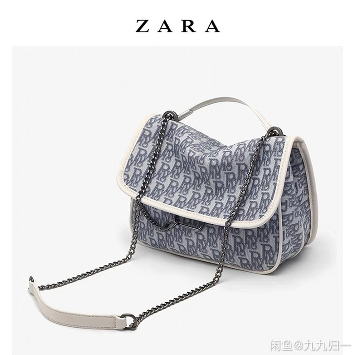 ZARA新款女包2021夏季帆布刺绣包百搭...