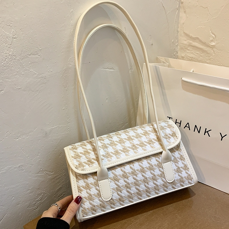 包包新款潮洋气质感千鸟格单肩腋下包时尚大容...