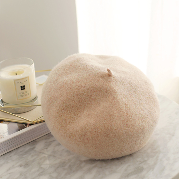 AI 英伦羊毛呢复古贝雷帽 秋冬法式羊毛量...