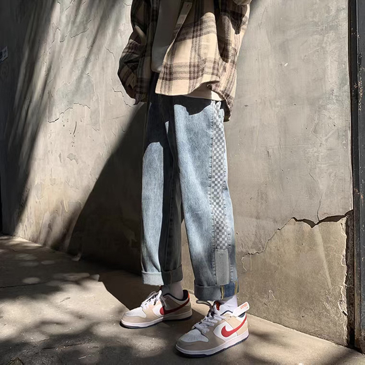 哈伦牛仔裤男韩版潮流宽松百搭直筒长裤潮牌i...