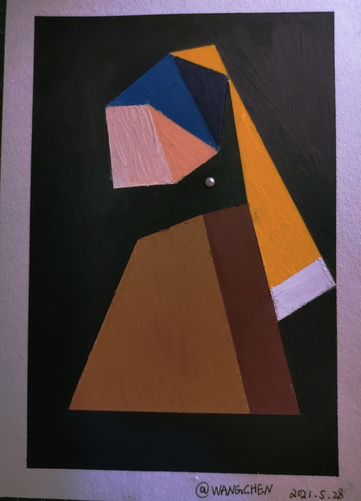 油画棒作品《带珍珠耳环的少女》