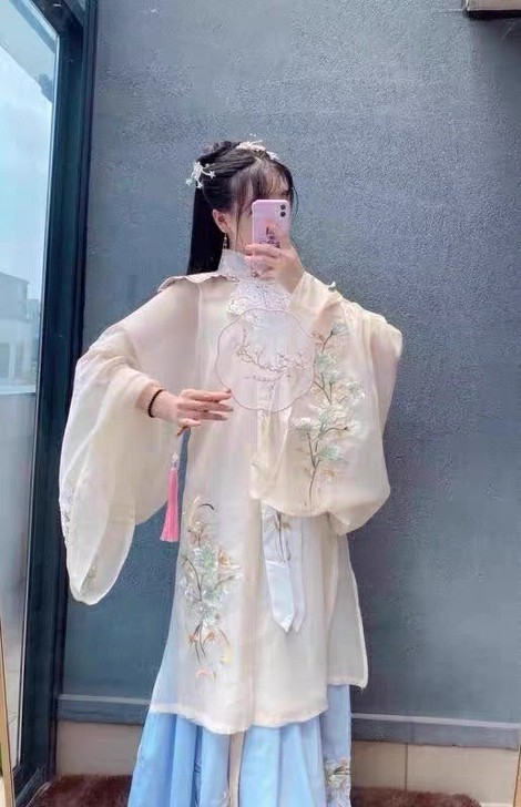 正品原创明制汉服女白菜仙气云肩全套襦裙中国...