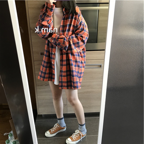 港味格子衬衫女设计感小众轻熟宽松外套202...